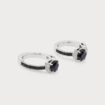 eCrystal Silver Black Onyx Ring with black onyx stone and crystals