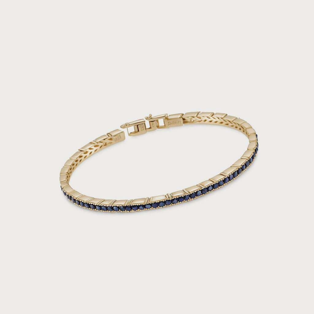 Gold Blue Sapphire Bracelet with blue sapphire stones