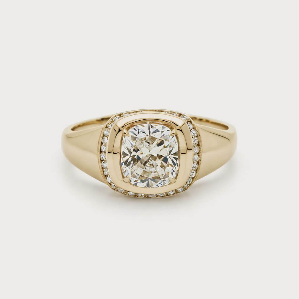 Gold Lab White Diamond Ring with lab-grown diamond in gold band