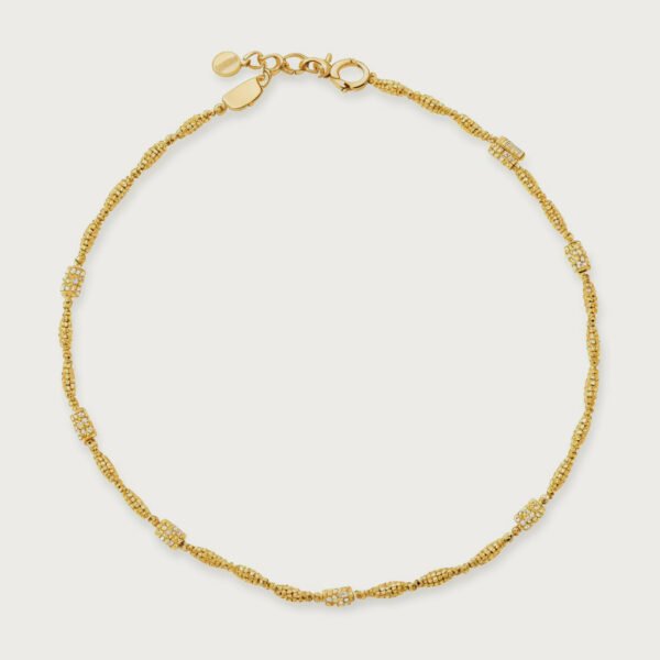 Rice Puff Bead Anklet with textured rice-shaped bead detailing