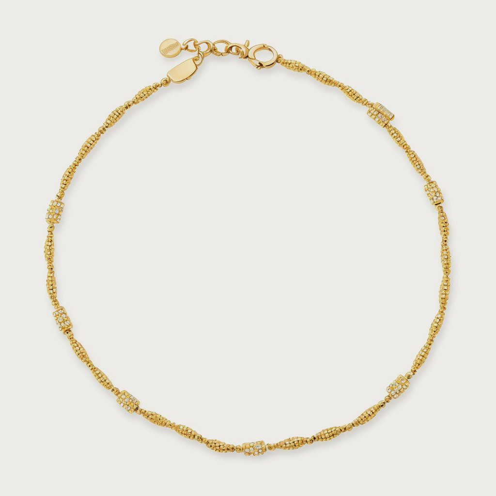 Rice Puff Bead Anklet with textured rice-shaped bead detailing
