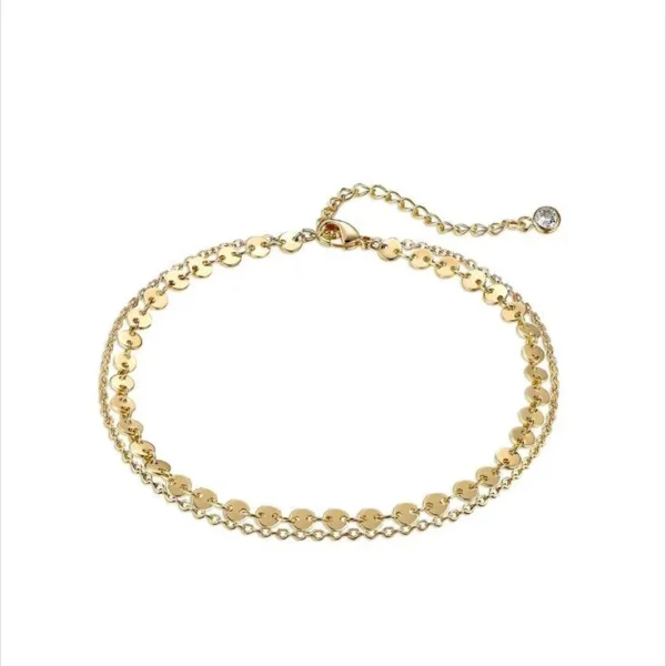 Layered Tassel Anklet with multi-chain layered design and tassel charm