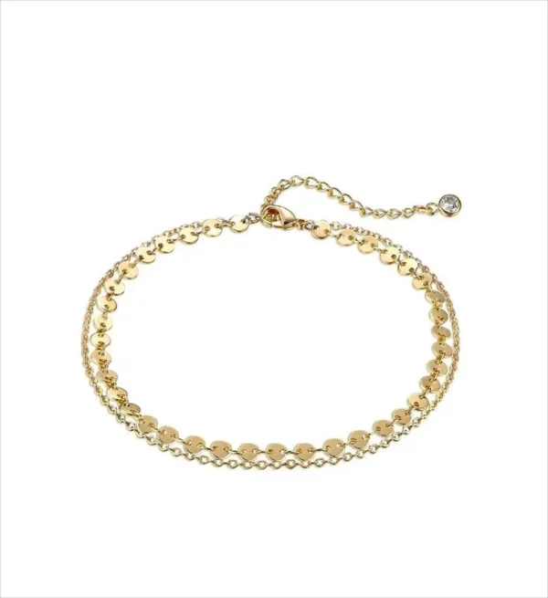 Layered Tassel Anklet with multi-chain layered design and tassel charm