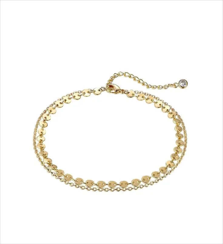 Layered Tassel Anklet with multi-chain layered design and tassel charm