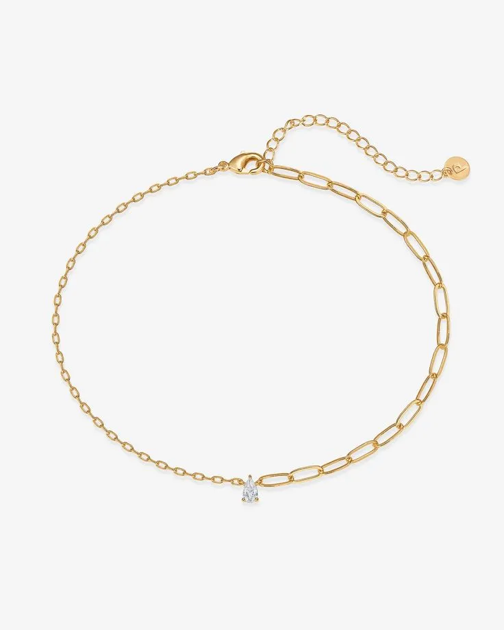 Beaded Chain Anklet with delicate bead detailing on fine chain